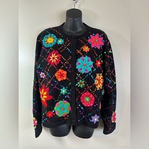 Berer by Takako Sakon Floral Sequin Cardigan Sweater – XL